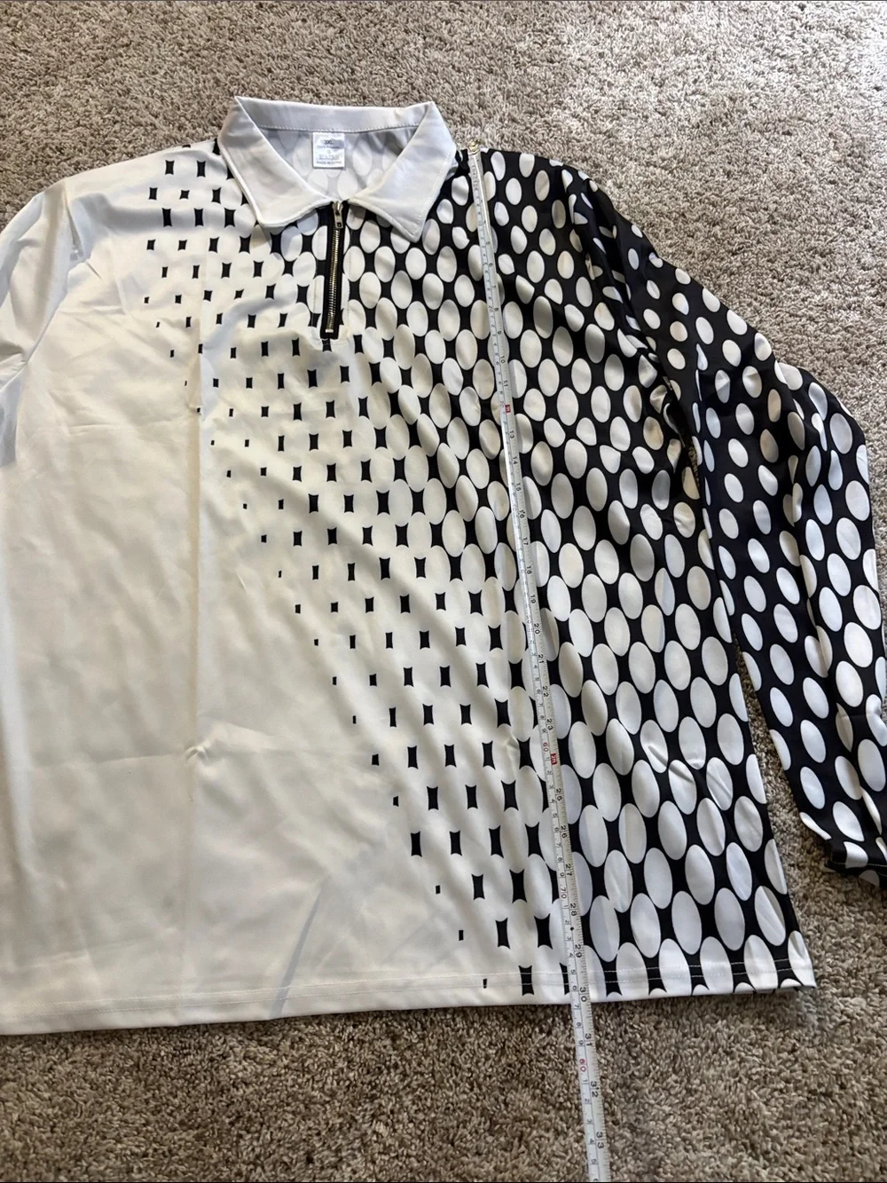 Long-Sleeve Black & White Zip-Collar Swim Rash Guard
